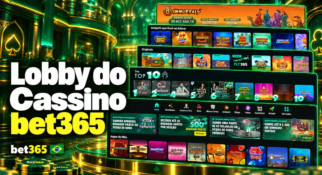 Lobby do cassino bet365 com categorias de jogos