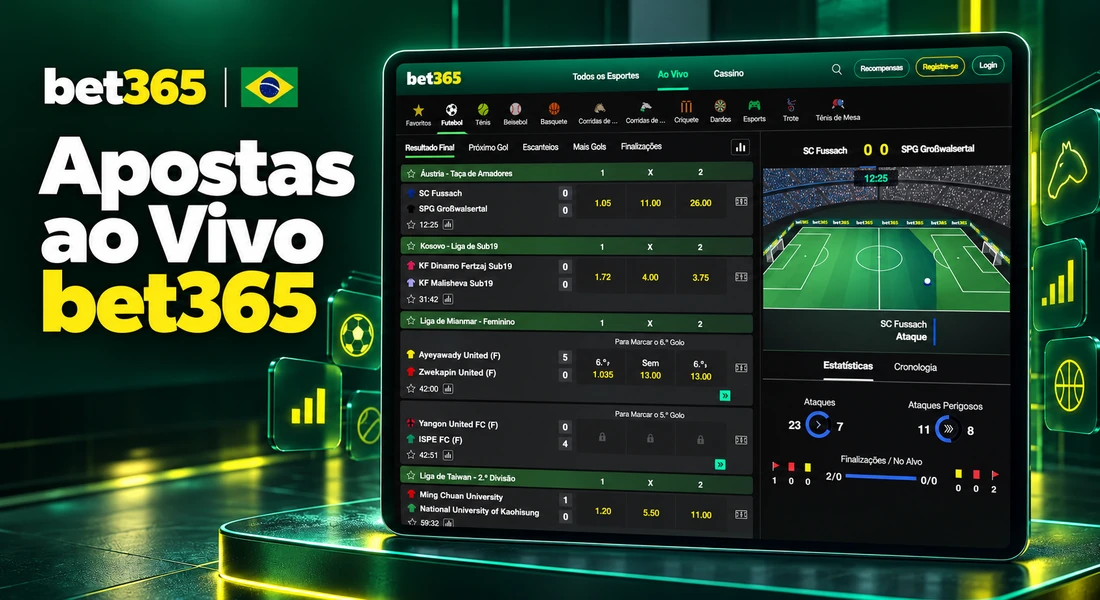 Painel de apostas ao vivo na bet365
