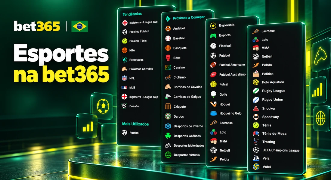 Modalidades esportivas disponíveis na bet365