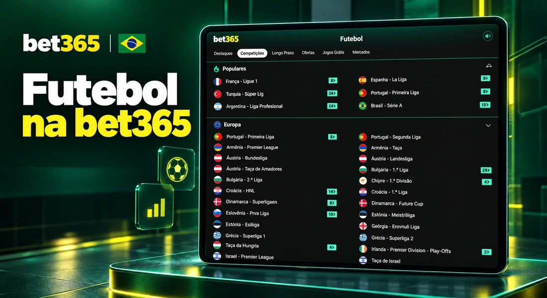 Painel de apostas em futebol na bet365